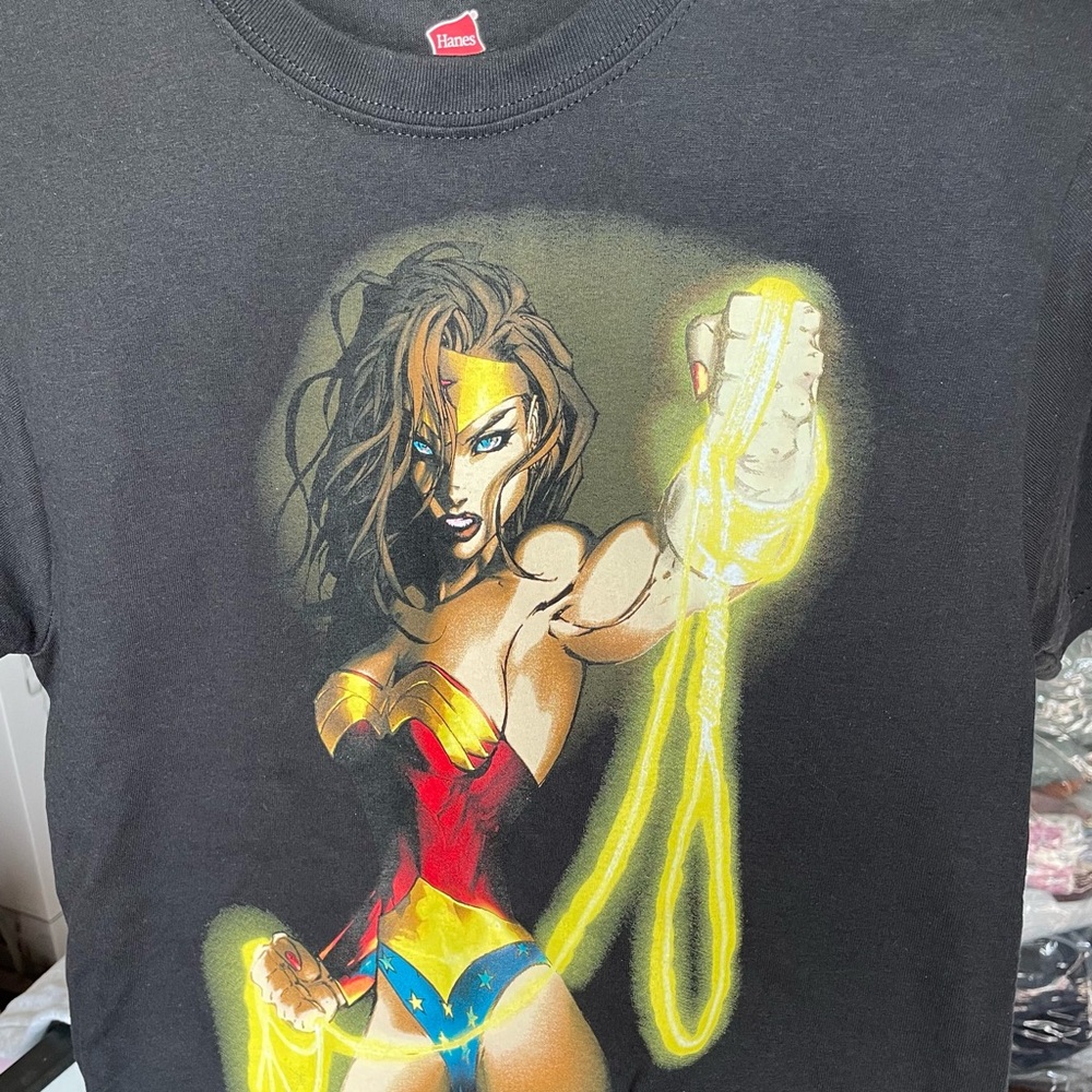 Hanes Black T-Shirt with Wonder Woman Graphic
